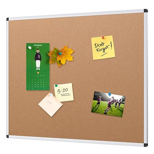 VIZ-PRO Cork Notice Board, 48 X 24 Inches, Silver Aluminium Frame