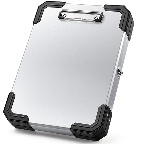 Sooez Heavy Duty Metal Clipboard with Storage & Reinforced Corners, Silver | Extra Nylon Organizer Pouch, Tough Clip Boards 8.5x11, High Capacity Compartments for Documents, Work, Contractor, Trucker
