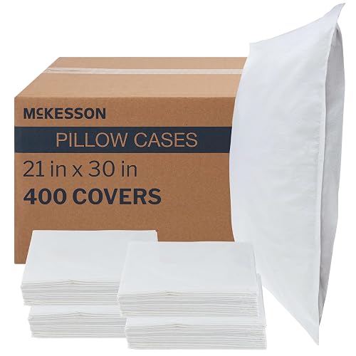 McKesson Bulk Disposable Pillow Case Covers, White, 21 x 30 in, 100 ct | Disposable Pillowcases, Disposable Pillow Covers, Soft Tissue Outer, Poly Moisture Barrier, Tear-Resistant, No Laundry