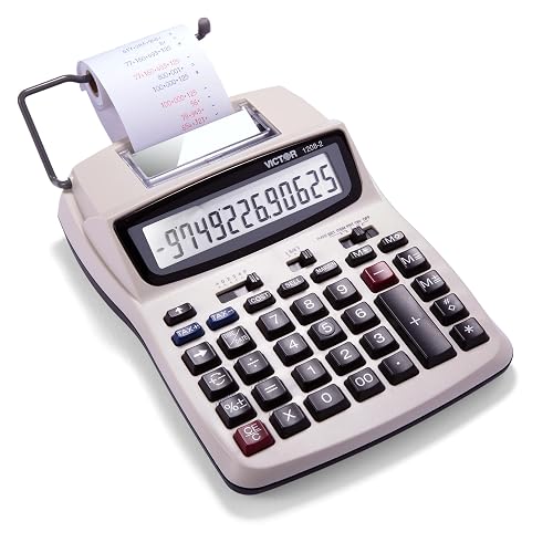 Victor 12-Digit Compact Adding Machine Printing Calculator, White (1208-2) | Fast 2.3 Lines-Per-Second Ink Roller Printer with Cost, Sell and Margin Keys, 20% Recycled Plastic Enclosure