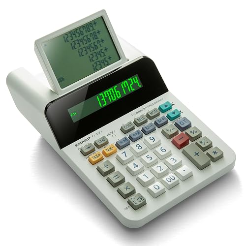 Sharp Compact Cordless Paperless Business Calculator (EL-1501) | 2-Digit Display with 5-Line Scrolling LCD and Cost, Sell and Margin Keys