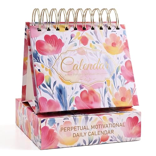 Bright Every Day Daily Flip Calendar with Inspirational Quotes - Motivational Perpetual Recycle Calendar Desk Office Home Decor for Women, Gifts Desk Accessories for Girls Positive Affirmations