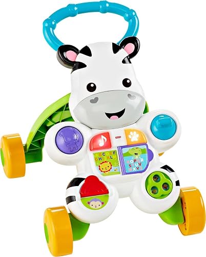 Fisher-Price Learn with Me Zebra Walker Baby Push Toy, Ages 6+ Months | Educational Songs & Phrases, Busy Activities, Fine & Gross Motor Skills, Infant to Toddler Play (Amazon Exclusive)