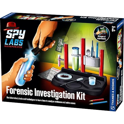 Spy Labs: Forensic Investigation Kit | Detective Set | Solve Mystery Story Cases | UV Flashlight, Fingerprint Powder, pH Test Strips, & More | Pretend & Role Play | Ages 8+