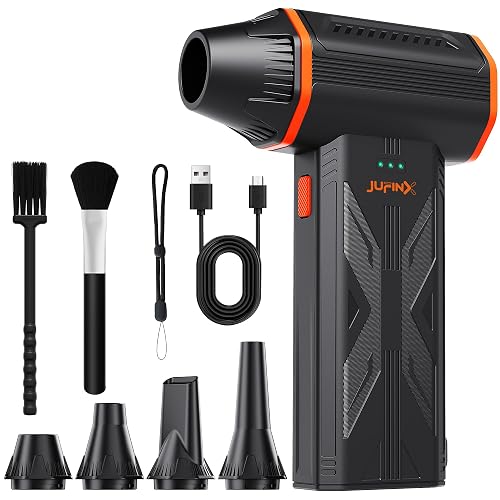 Compressed Air Duster,150000RPM High Speed brushless Motor Mini Blower | 3-speed adjustable electric air duster with multiple nozzles , for cleaning car, keyboard, computer, home and outdoor.