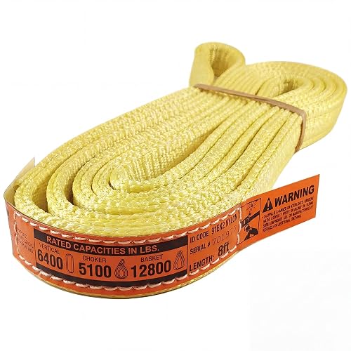 DD Sling 1" x 8' Nylon Endless Lifting Sling – USA Made, 6,400 lb Vertical, 5,100 lb Choker, 12,800 lb Basket – 2 Ply Heavy Duty 900 Webbing, Type 5 Endless Rigging Sling