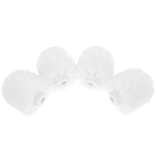 Plastic Toilet Brush Replacement Heads, 4pcs White | Easy Disassembly, Fast Replacement, Reusable Refill Parts for Janitorial Staff, Housekeepers, and Household Sanitation