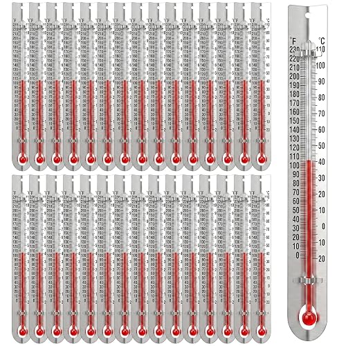 30 Pcs Mercury Free Lab Thermometer, Dual Scale Thermometers V Shaped | Science Thermometers for Classroom Teaching Tools, Lab Thermometer for Students, Silver Aluminum 5.7 Inch