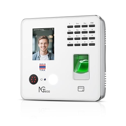 NGTeco Cloud Time Clock for Small Business, Fingerprint/PIN Clock-in | Employee Time Clock with 4-in-1 Mode, Software & App, Customizable Shift, 10 Cards, No Monthly Fee