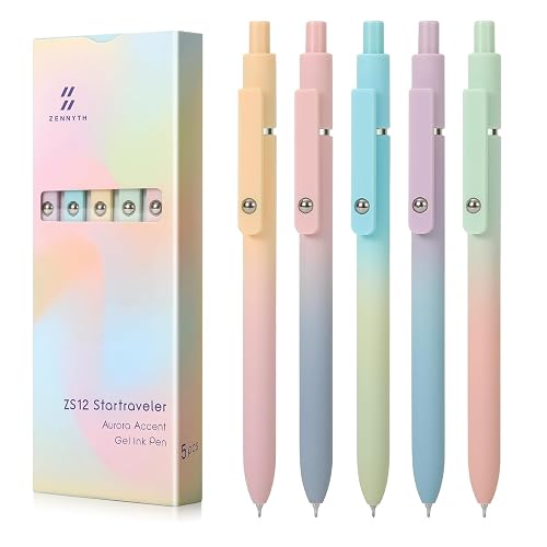 FIOVER 5pcs Gel Pens Black Ink Medium Point 0.7mm Pens | Smooth Writing High-End Series Cute Pens for Journaling Note Taking, Office School Supplies Gifts for Women and Men