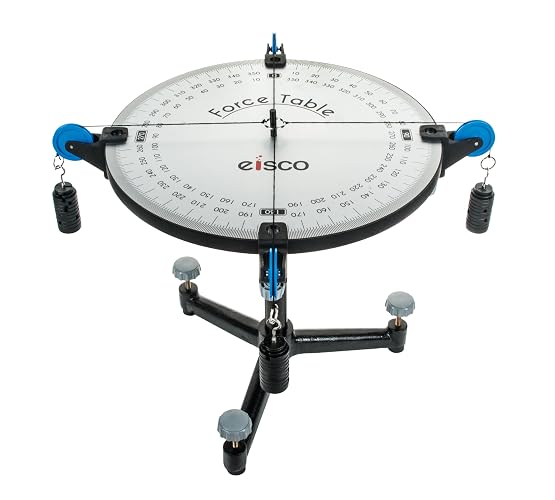 Eisco Standard Physics Force Table, 40 cm Polymer Top, Lab Slotted Mass Set | Fine-Angle Vector Scales, Leveling Screws, Heavy Cast Base, Pulley Set, Science Lab Equipment, Equilibrium Demos