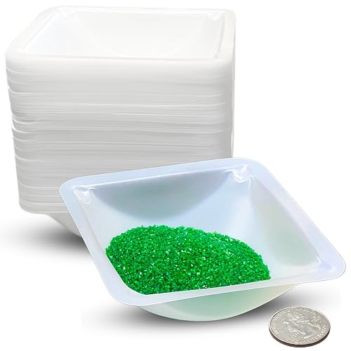 Weigh Boats Medium 100mL, 125 Pack Plastic Trays, Lab Scale Weighing Dishes | Antistatic Square Polystyrene Disposable Tray for Powder Weight, Pour Boat, Mixing Dish, Compounding, Chemistry Supplies