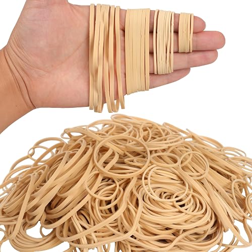 Rubber Bands Assorted Sizes Elastic Bands Size12,size16,size33,4.8in | 4 Sizes Strong Small and Long Rubber Band for Office Supplies Beige 0.5lbs