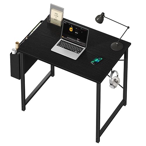 DUMOS 31" Small Computer Desk Home Office Desk, Gaming Desks, Deep Black | Work Table, Writing Study Workstation, Reinforcement Structure, Simple Modern, Bedroom