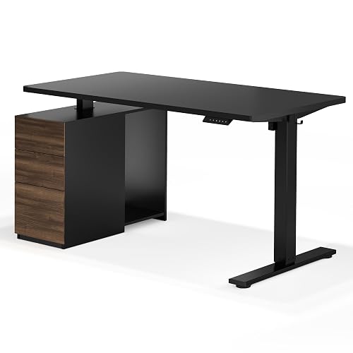 FLEXISPOT EN2 55"x28" Standing Desk Bundle with Storage Cabinet, Black | One-Piece Top, Drawers & CPU Cabinet, Clean Cable Management, And Versatile Setup For Home Office, Gaming, And Study