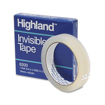 Highland Invisible Tape - 3 Core, 3/4x2592, Clear(sold in packs of 3)