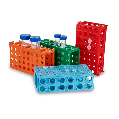 CryoKing 4 Way Tube Rack, Centrifuge Tube Racks, Pack of 4 | Polypropylene, for 0.5/2.0/5.0/10/15/50ml Tubes, Assorted Colors, for Lab Scientific Experiments
