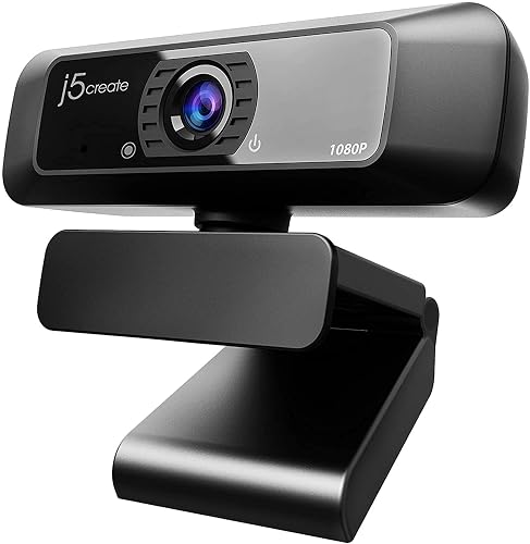 j5create USB Streaming Webcam - 1080P HD with 360° Rotation | High Fidelity Microphone, Plug and Play for , Suitable for Zoom/Facetime/Videoconferencing/Calling (JVCU100)
