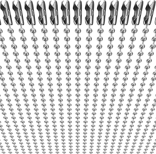 50-Pack Dog Tag Chain Ball Chain Necklace Bulk, Beaded Necklace Chains for Jewelry Making DIY Crafts, Military Blank Dog Tag Necklace for Men, Silver Nickel Plated Metal 24" Long 2.4mm Ball Bead Chain