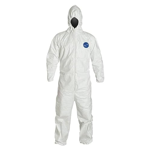 DuPont Tyvek 400 TY127S Disposable Protective Coverall with Respirator-Fit Hood and Elastic Cuff, White