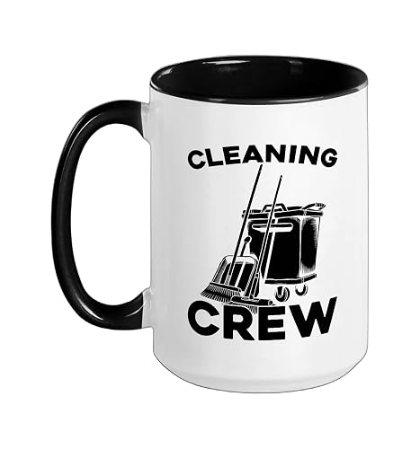 Cleaner Team Housekeeping Sanitation Janitorial - Cleaner Ceramic Mug, Black/White, 15oz