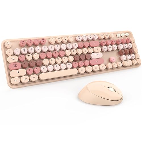 Wireless Keyboard and Mouse Cute Retro Typewriter for PC | Full Size With Number Pad & Mouse,Compatible With All Windows,Ideal For Windows,1600DPI,Computer, PC, Notebook, Laptop
