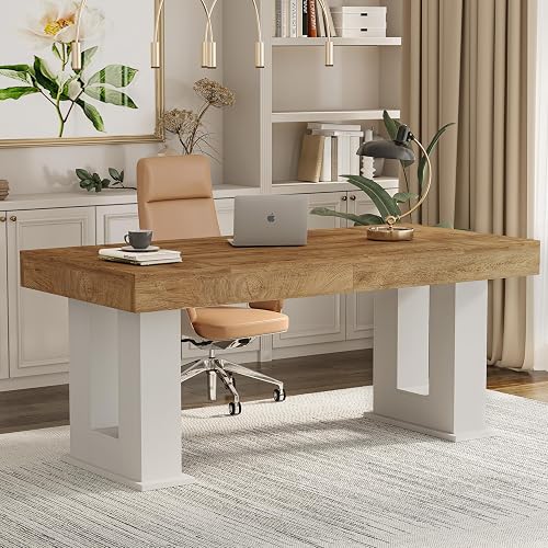 Vagaconl 63 inch Rectangular Executive Desk with Spacious Desktop | Large Computer Desk Sturdy Wood Workstation Table for Home Office, Corporate Office, Conference Room Studio, White Oak