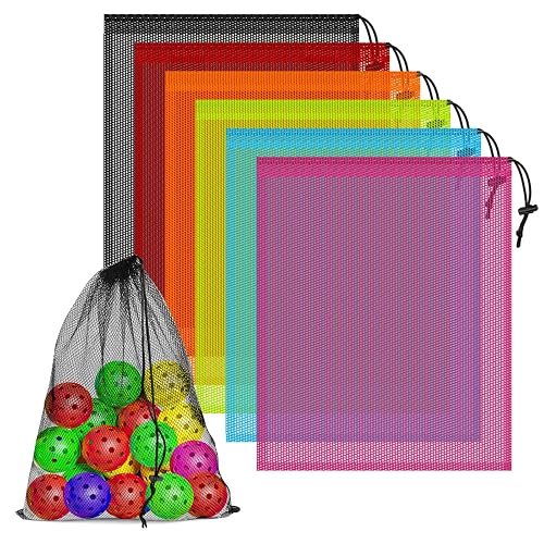 6 Pack Mesh Bag Drawstring for Storage,14 x 17 Inch Net Bags with Lock | Lightweight Breathable Nylon Mesh for Gym, Laundry, Balls, Beach, and Travel