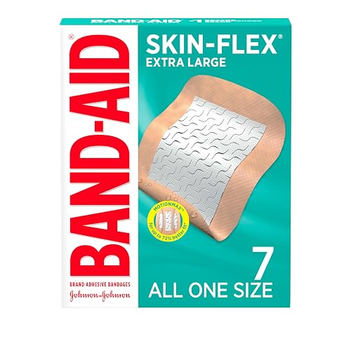 BAND-AID Brand Skin-Flex Adhesive Bandages, Extra Large, 7 Count | Flexible Protection, Sterile Wound Care for Minor Cuts, Scrapes & Burns, First Aid Kit Essential, For Fingers, Hands & Knees