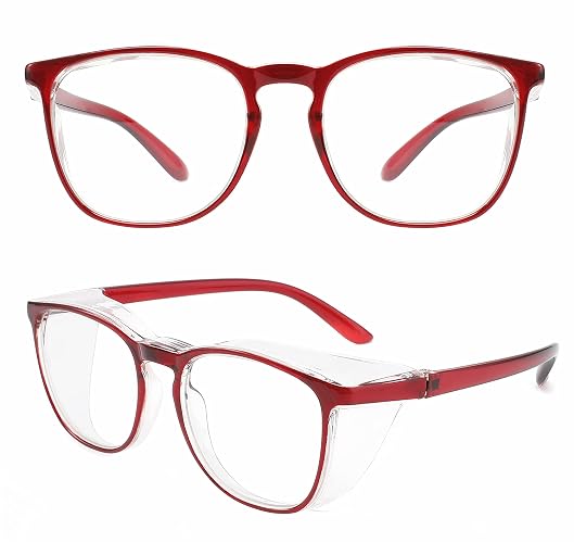 Alsenor Safety Glasses Anti Fog Goggles Protective Eyewear Blue Light Blocking Anti Dust UV Protection Glasses For Men Women (Red)