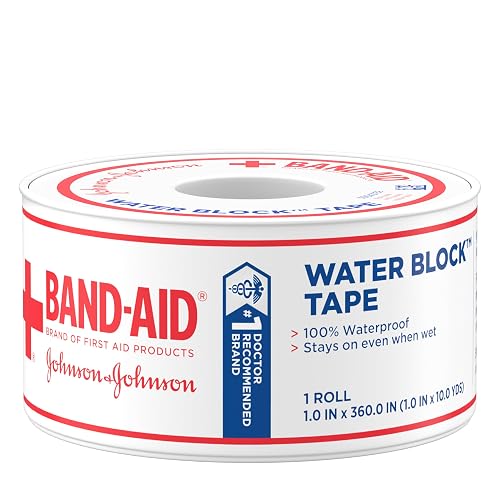 BAND-AID Brand of First Aid Products Water Block Tape, 1 in x 10 yd, 1 Roll | Self-Adhesive Bandage Tape, Durable Protection for First Aid, 100% Waterproof Wound Care for Minor Cuts, Scrapes & Burns