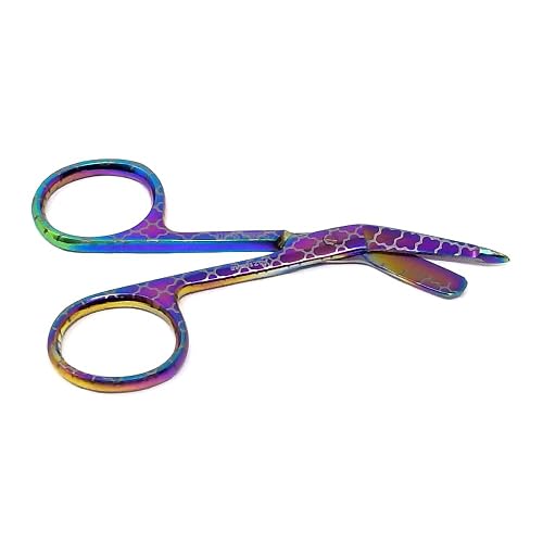 Lister Bandage Scissors 3.5" Nurse Vet Tech Gift - Made of Stainless Steel - First Aid, Used For Cutting Gauze, Tape, Clothing Bandages, Vet Wrap Adhesive Removal, Comes In Patterns (Multi Scallops)
