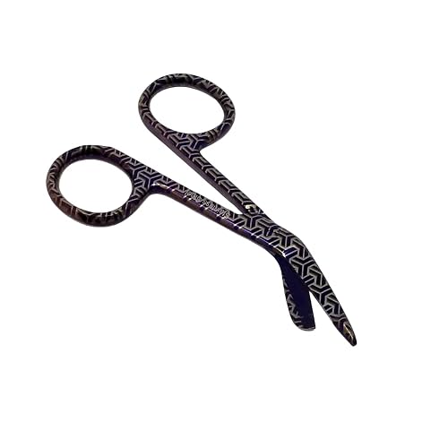 Lister Bandage Scissors 3.5" Nurse Vet Tech Gift - Made of Stainless Steel - First Aid, Used For Cutting Gauze, Tape, Clothing Bandages, Vet Wrap Adhesive Removal, Comes In Patterns (Purple Spartan)