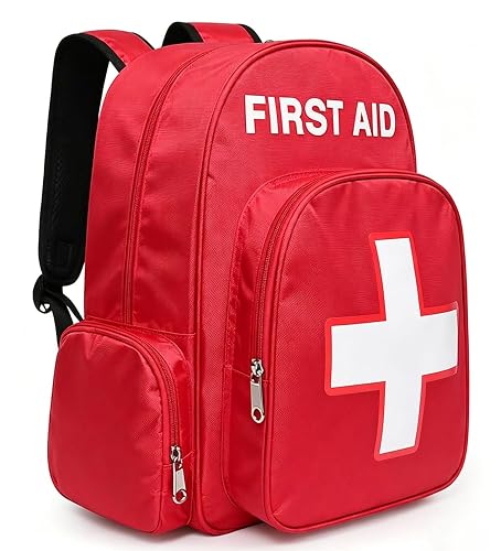 Gatycallaty First Aid Bag Empty Backpack Emergency Bags First Responder Trauma Treatment with 13 Pockets for Outdoor Hiking Travel Field Trips Camping Road Trip Essentials (Red)