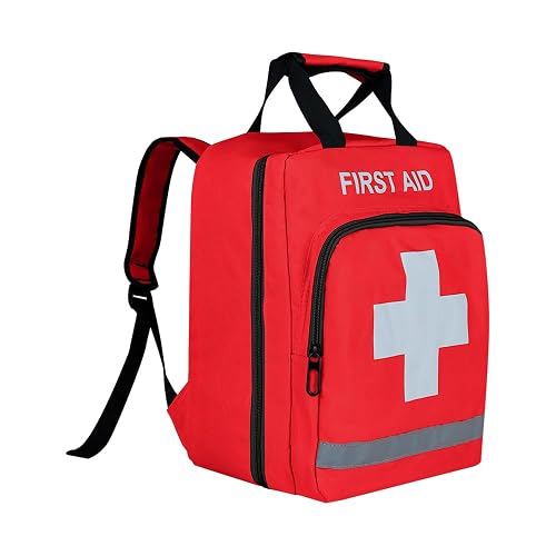 Red Emergency Bag First Aid Backpack Empty Medical First Aid Treatment First Responder Trauma Bags for Camping Cycling Outings Daycare