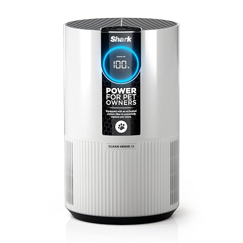 Shark Clean Sense Air Purifier with Pet Filter, HP102PET, White | For Homes with Pets, Small Room Coverage up to 500 Sq Ft, HEPA-Exceeding Filter, Captures, Pet Dander, Dust, Odor, and More