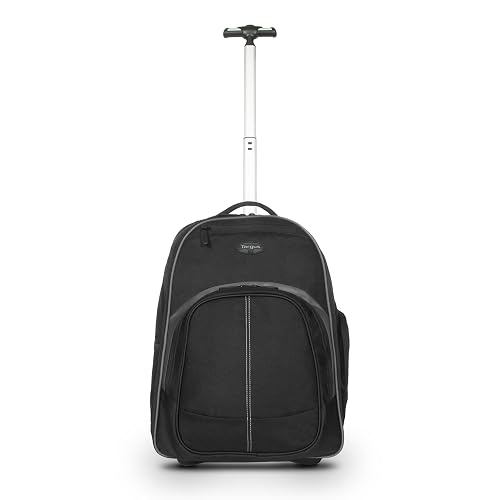 Targus 16 Inch Compact Rolling Backpack, Black - Wheeled Travel Bag Fits Laptops Up to 16”