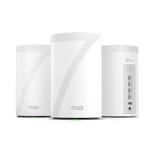 Deco 7 Pro Tri-Band WiFi 7 BE10000 Whole Home Mesh System 6-Stream 10 Gbps | 4 x 2.5G Ports Wired Backhaul, 4 x Smart Internal Antennas, Up to 7,600 Sq.ft, VPN, HomeShield, AI-Roaming (BE63 3-Pack)