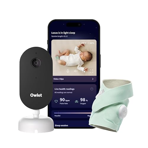 Owlet Dream Duo 3 Smart Baby Monitor System, Dream Sock + 2K HD Camera | FDA-Cleared Monitoring Tracks Pulse Rate, Oxygen & Sleep Insights + Crystal-Clear Video & Notifications All In One App