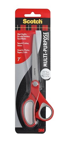 Scotch 7" Multi-Purpose Scissors, Great for Everyday Use | Stainless Steel Scissors for Paper, Light Cardboard, Fabric and Crafts, Soft Comfort Grip for Everyday Cutting
