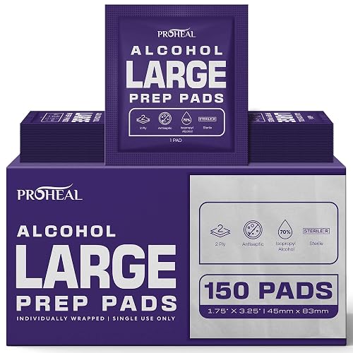 Alcohol Prep Pads - 150 70% Isopropyl Alcohol Wipes Individually Wrapped | 70% Isopropyl Alcohol Prep Pads - 2 Ply Alcohol Swabs for Injections - First Aid Sterile Swab Pads - Bigger Size