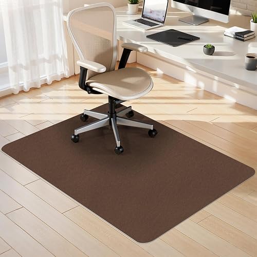 Sycoodeal Office Chair Mat for Hardwood Floor,Slip Resistant Floor Mat for Office Computer Gaming Chair,Heavy Duty Floor Protector for Rolling Chairs,Easy to Clean,Coffee(36"x55")