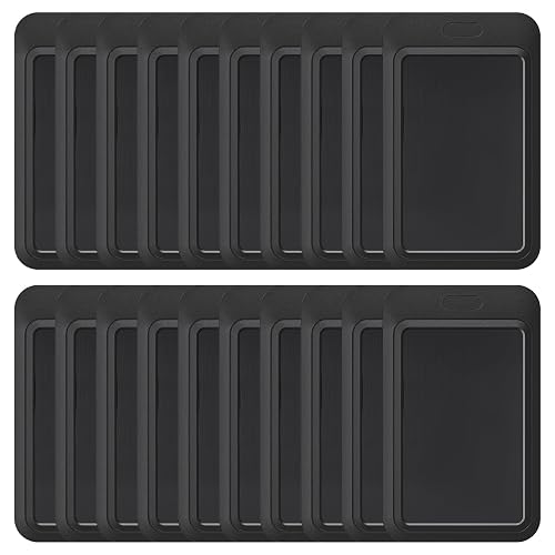 Uniclife 20 Pack Sliding ID Badge Holder Hard Black Vertical Plastic Card Case Protector Pouch with Clear Window for Office School ID Credit Cards Proximity Key Cards Driver’s Licenses and Passes