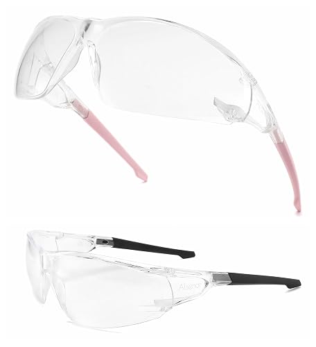 Alsenor Anti Fog Goggles Wrap-Around Shooting Safety Glasses Blue Light Blocking Protective Eyewear ANSI Z87 Cycling Glasses (2 Pack (Pink + Black))