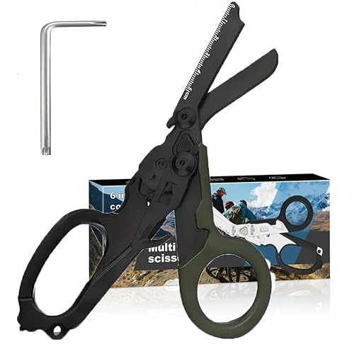Lemasa 6-in-1 Heavy-Duty Emergency trauma shears (Black Army Green)