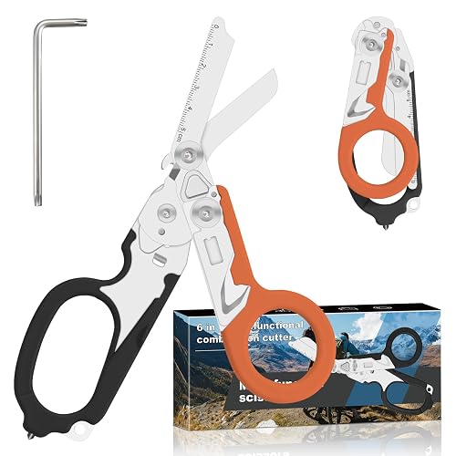 Lemasa 6-in-1 Heavy-Duty Emergency trauma shears (Black Orange)