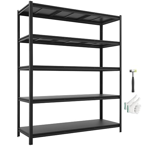 VEVOR Garage Shelving, 5-Tier Adjustable Storage Shelves, 3000 lbs Heavy Duty Garage Shelves, Metal Utility Rack Shelf for Garage Workshop Warehouse Basement, 59.49" W x 20.55" D x 71.38" H