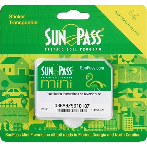 SunPass Transponder, Prepaid Toll Program for Florida, Georgia and North Carolina (Sticker)