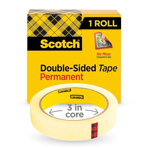 Scotch Double Sided Tape 665, 3/4 inch x 1296 inch (36 Yards) Permanent Adhesive, Photo-Safe Clear Tape for Scrapbooking, Crafts, Office and School Projects, No Mess Alternative to Glue, 1 Roll