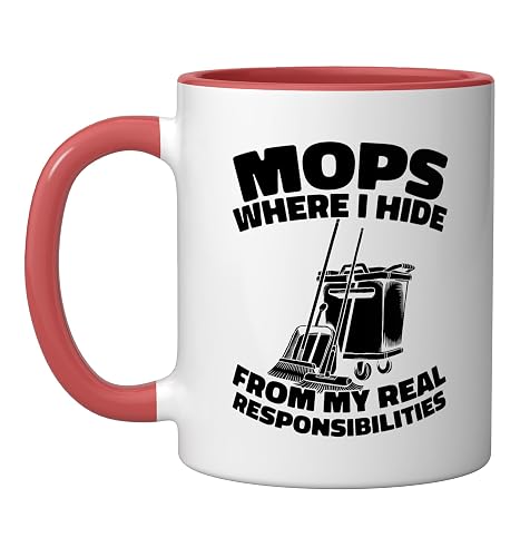 Cleaner - Sanitation Janitorial Housekeeping Cleaner Ceramic Mug, Red/White